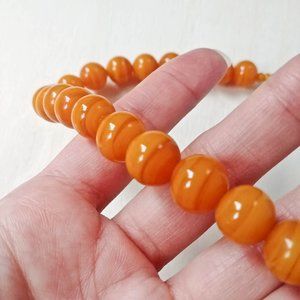 70s Vintage Chinese Orange Gemstone Necklace